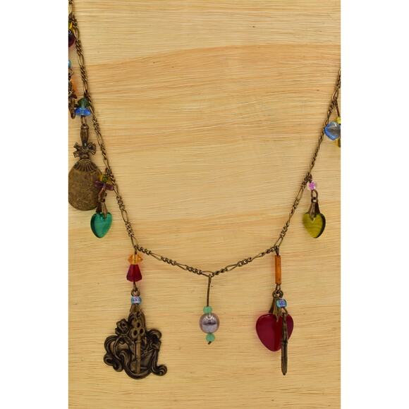 Glass Works Studios Anna Koplik Charm Necklace Heart Horse Brass Signed BinBN - Picture 2 of 12